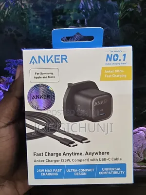 Anker Charger (25w, Compact) With 5ft Usb-C to Usb-C Cable