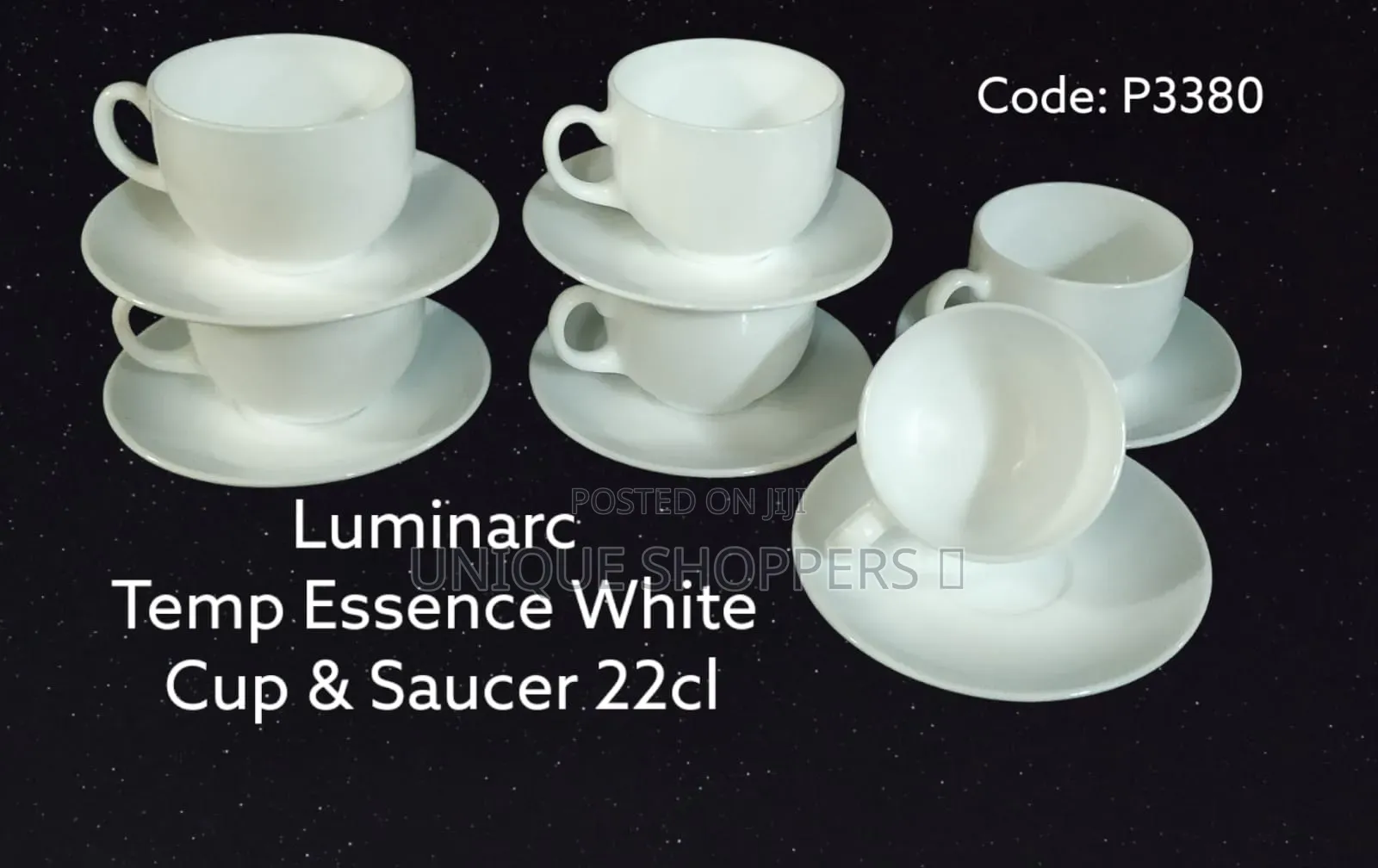 P3380; Luminarc Temp Essence White Cup and Saucer