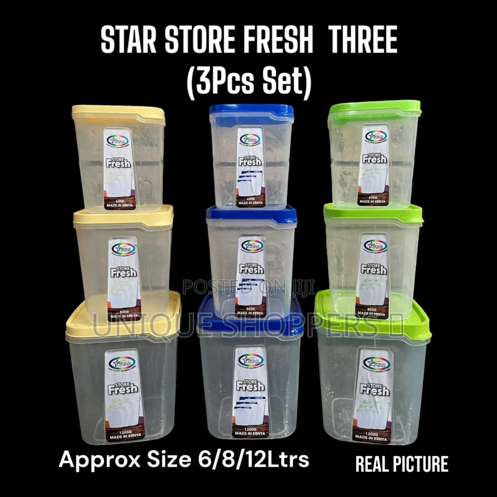 Set of 3 Storage Containers – Approx. Sizes 6l / 8l / 12l