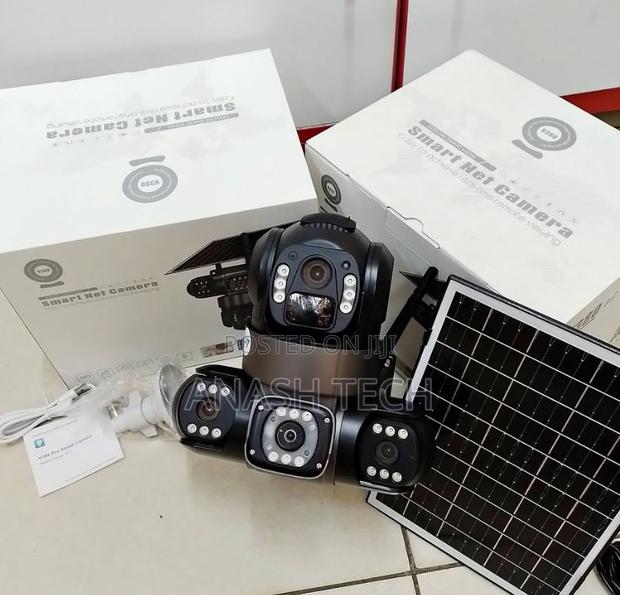 Secured 3 Lenses 3 Screen V380 Triple Lens 4g PTZ Solar Camera