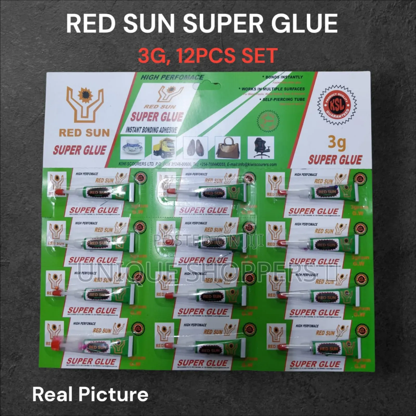 12psc Red Sun Super Glue, Instant Bonding Adhesive