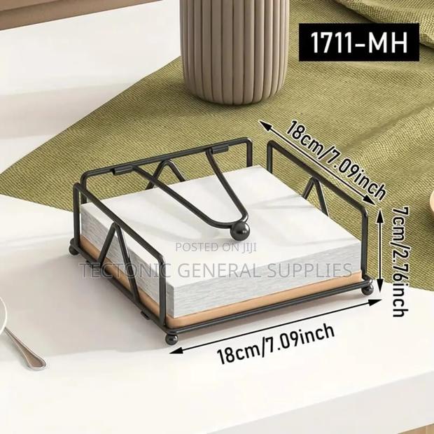 Bamboo Base Metallic Serviet Holder* Black Gold - thumbnail 4