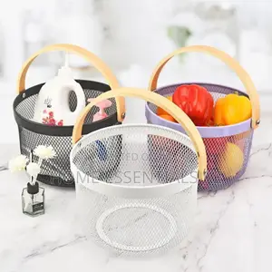 High Quality Pantry Mesh Wire Fruit Basket- Round Square