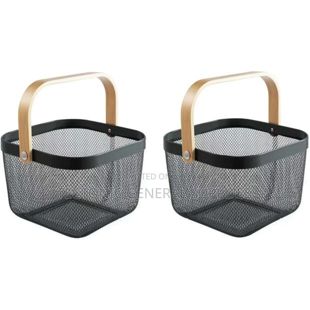 High Quality Pantry Mesh Wire Fruit Basket- Round Square - thumbnail 4