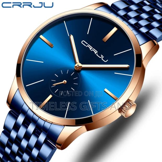 Crrju 2166 Minimalist Blue Stainless Steel Men Watch