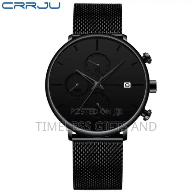 Black Mesh Chronograph Simple Watch for Men - thumbnail 2