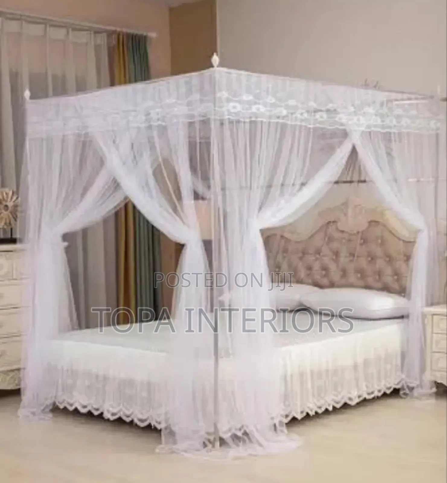 White 4 Stand Mosquito Nets Size 5by6