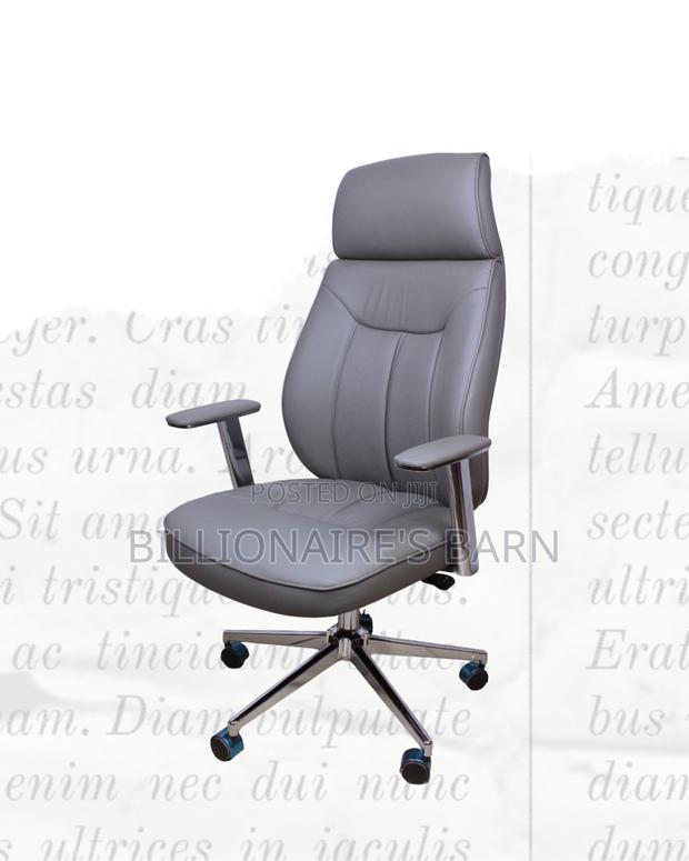 Grey Executive Leather Office Chair | Orthopedic Adjustable Height - thumbnail 3