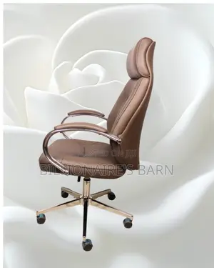 Brown Executive Leather Office Chair | Ergonomic Steel Frame