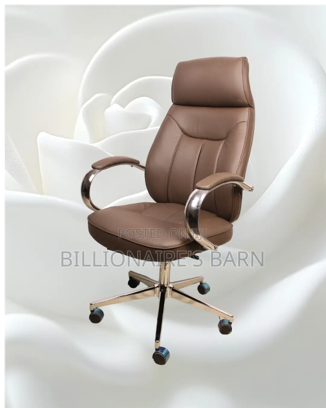 Brown Executive Leather Office Chair | Ergonomic Steel Frame
