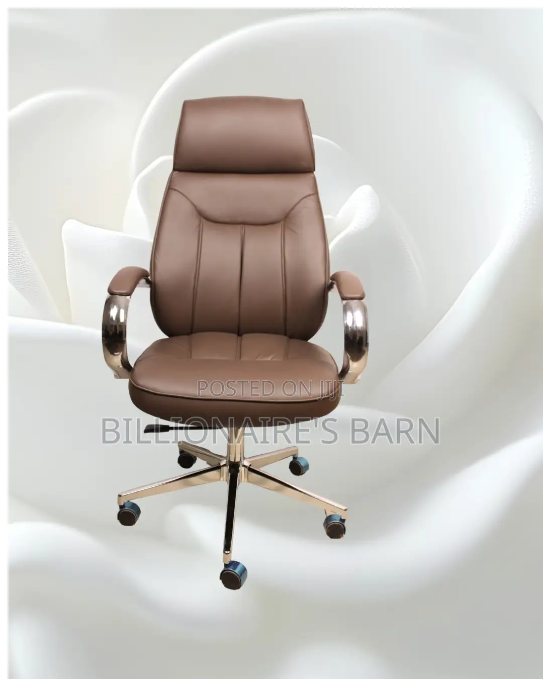 Brown Executive Leather Office Chair | Ergonomic Steel Frame