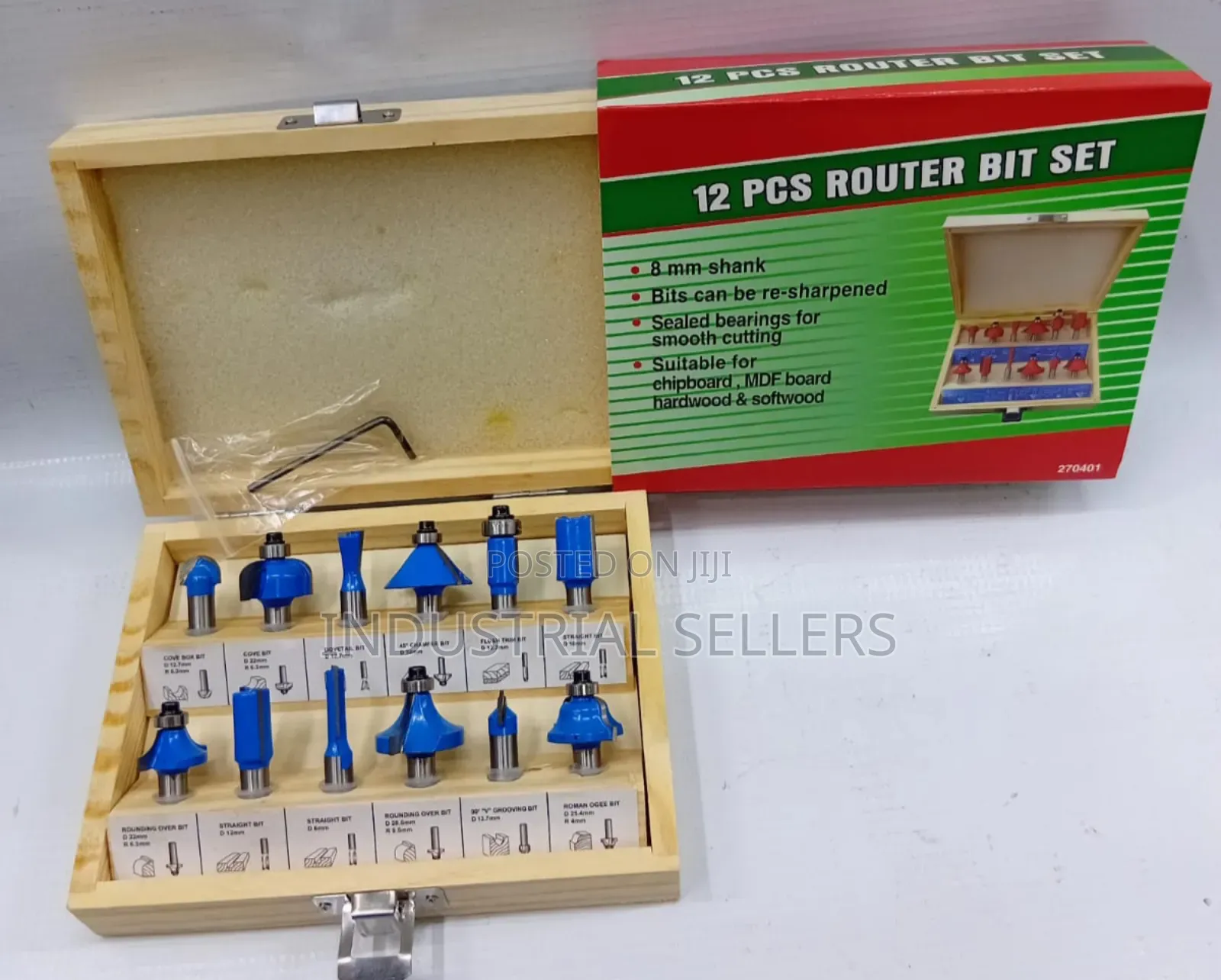 Heavy Duty 12pcs Wood Router Bits