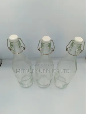 8 Glass Waterbottle 500ml With Flip Clip/Swing Lock Top - Brewing