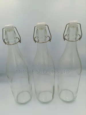 8 Glass Waterbottle 500ml With Flip Clip/Swing Lock Top - Brewing