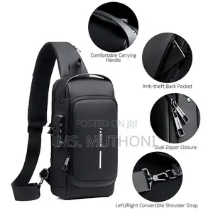 Anti Theft Sling Bag, Usb Charging Sport Sling Anti-Theft Shoulder Bag