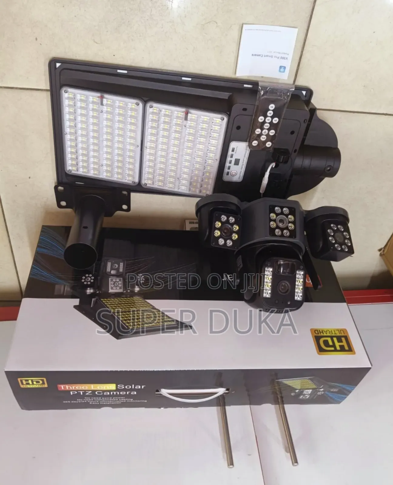 Triple Lens V380 4g Floodlight Solar PTZ Camera.