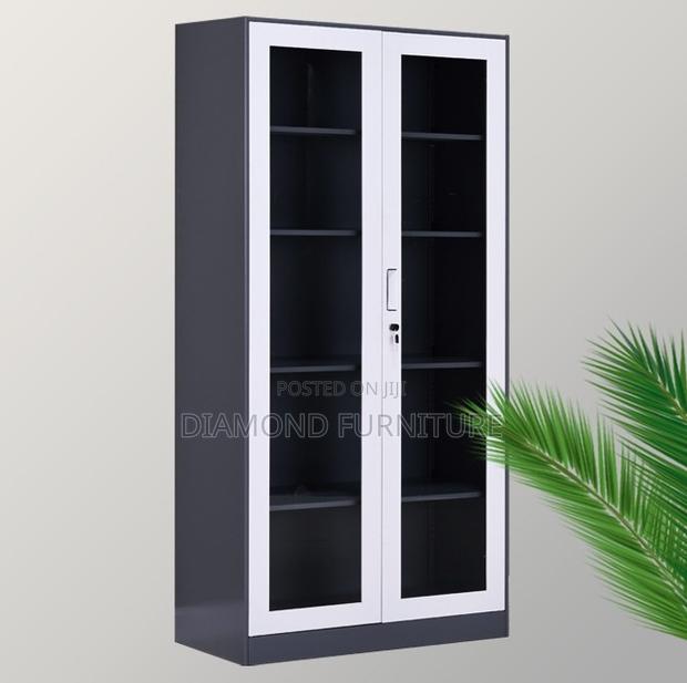 2-Door Full Glass Metallic Office Filing Cabinet - thumbnail 2