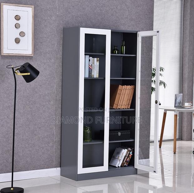 2-Door Full Glass Metallic Office Filing Cabinet - thumbnail 4