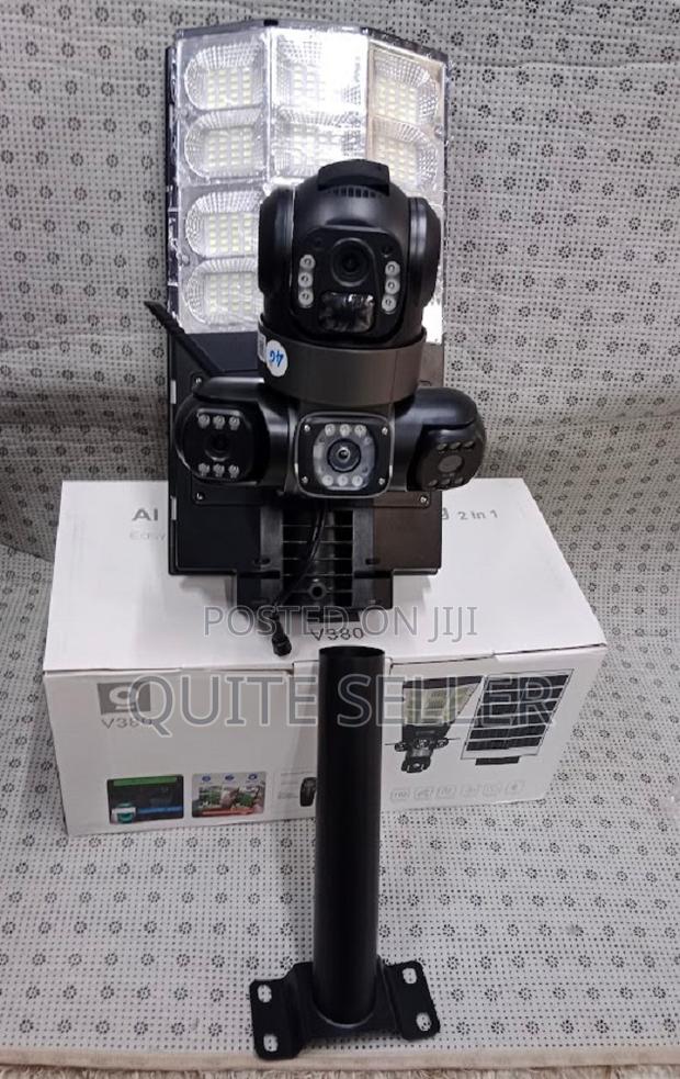 V380 Pro 4g Triple Lens Floodlight Solar PTZ – 24/7 Smart Surveillance