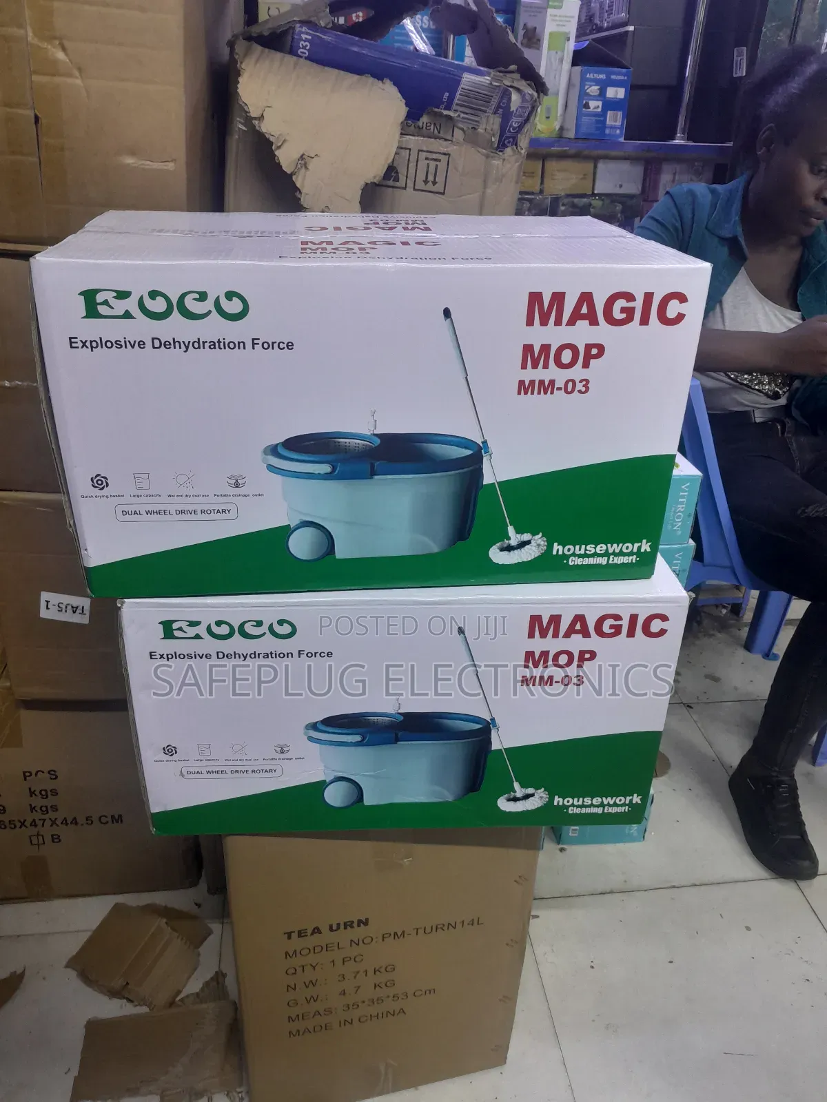Eoco Metallic Spin Mop, Big Size - Dual Wheel Drive Rotary