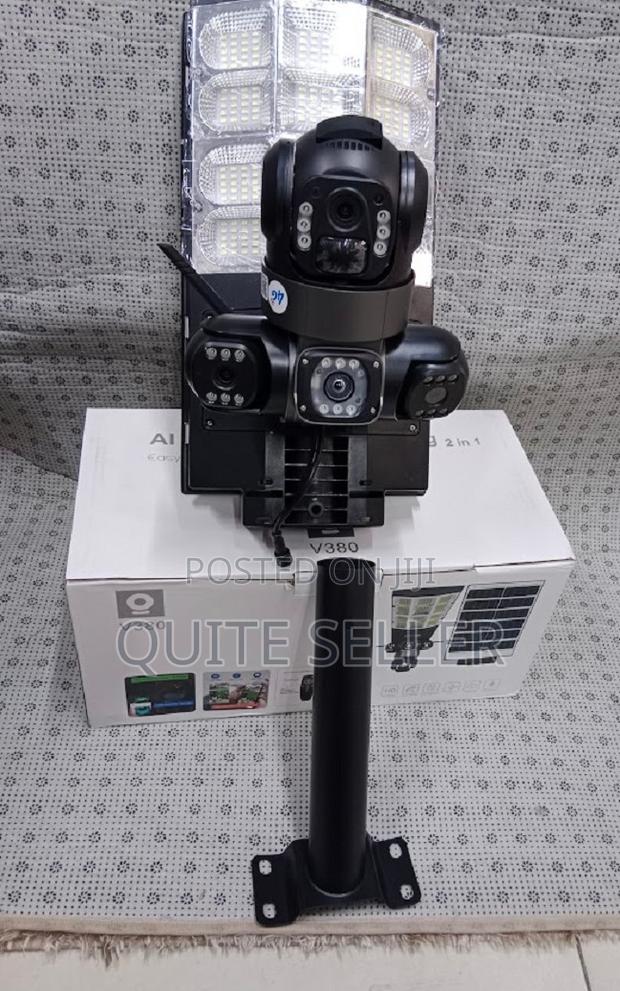 V380 CCTV With Tripple Lens Solarenergy 4g Simcard Flood Light