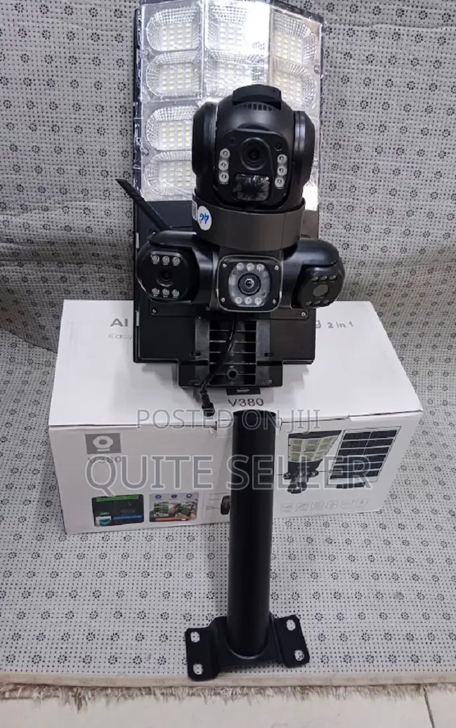 V380 CCTV With Tripple Lens Solarenergy 4g Simcard Flood Light