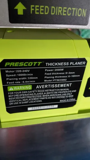Prescot Thickness Planer 2000w Electric Powered