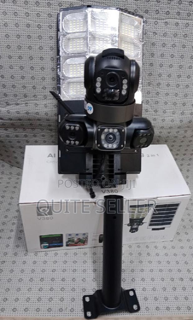 V380 Tripple /Three Screens Camera Solar Powered - Pir Human Detection