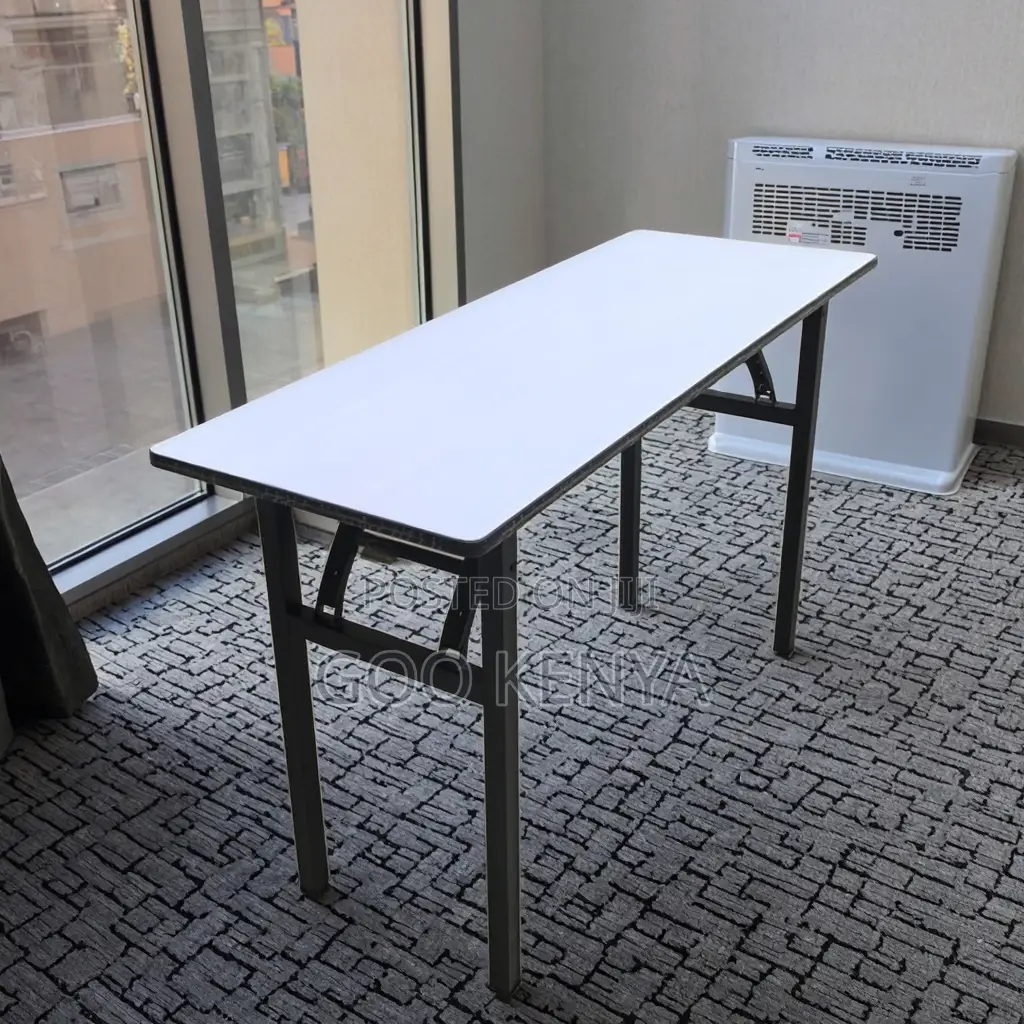Home Dining Table; Foldable Utility Dining Table With Metal Legs