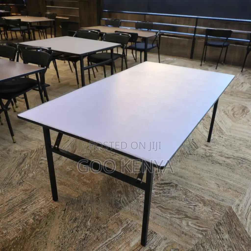 Home Dining Table; Foldable Utility Dining Table With Metal Legs