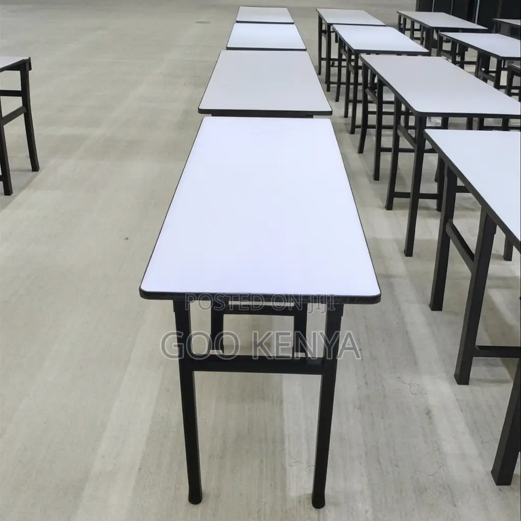 Home Dining Table; Foldable Utility Dining Table With Metal Legs