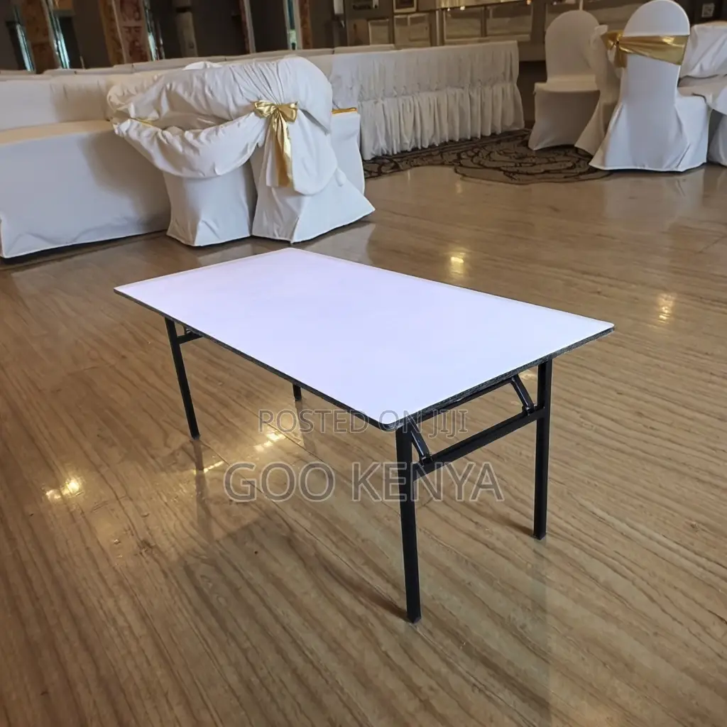 Home Dining Table; Foldable Utility Dining Table With Metal Legs