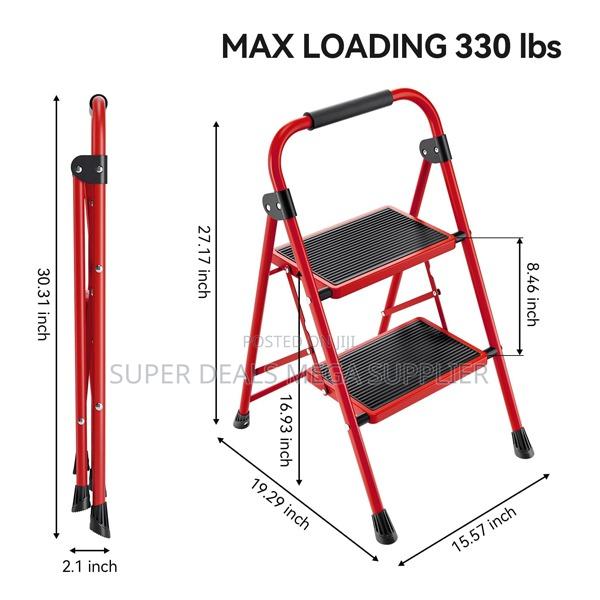 2 Step Foldable Kitchen Ladder | Anti- Slip Wide Pedal, Lightweight