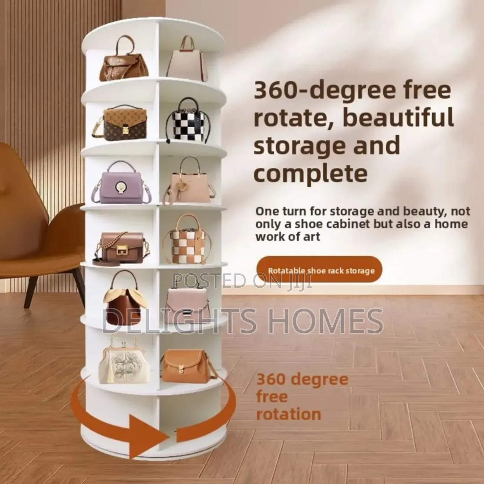 360 Degree 7 Layer Rotating Diy Wood Shoe Rack_sp
