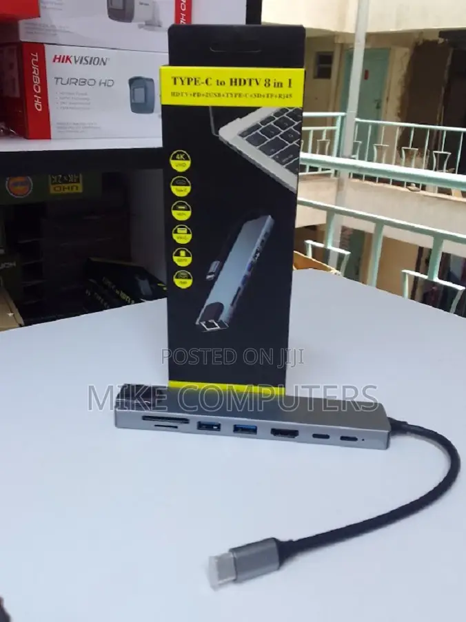 8 in 1 Usb Type C Hub Usb C-Hub to Gigabit Ethernet Rj45