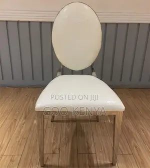 Garden Chair; White Leather Accent Chair With Gold Finish