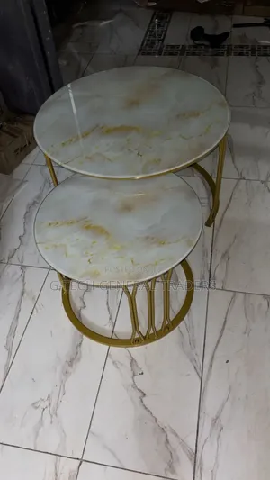Modern Luxury 2in1 Pure Marble Nesting Table