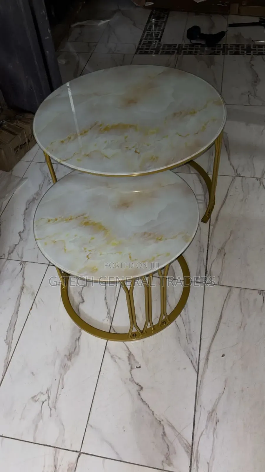 Modern Luxury 2in1 Pure Marble Nesting Table