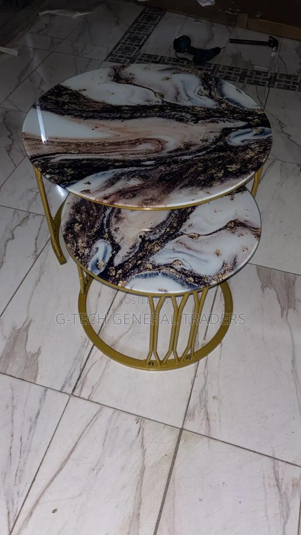 Modern Luxury 2in1 Pure Marble Nesting Table - thumbnail 2