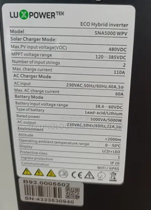 Luxpowertek 5kw Hybrid Solar Inverter | Pure Sine Wave, Wifi/Gprs