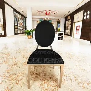 Event Chair; Premium Gold Stand Chair With White Leather