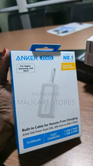 Anker Zolo Power Bank 10000mah 30w With Built-in Usb-C Cable