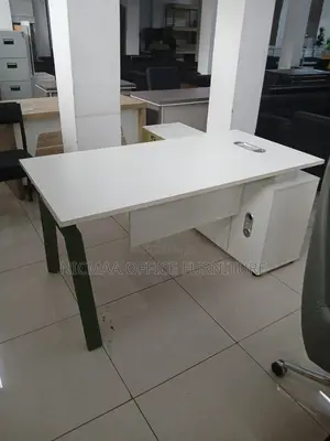 Stylish White Modern Desk With Green Accents
