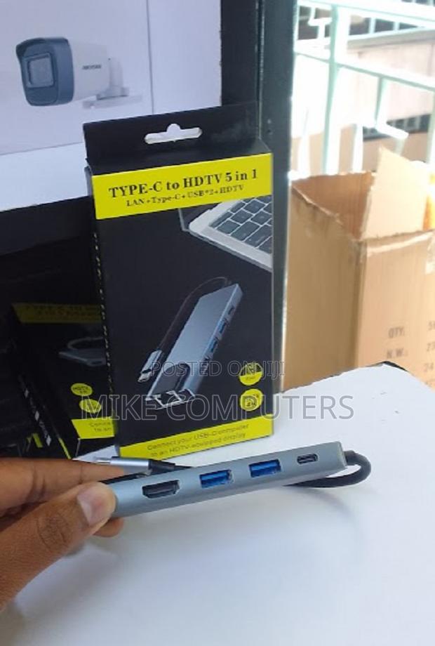 Usb C 5in1 Hub Type-C Thunder-Bolt3 to Usb3.0 HDTV 100mbp