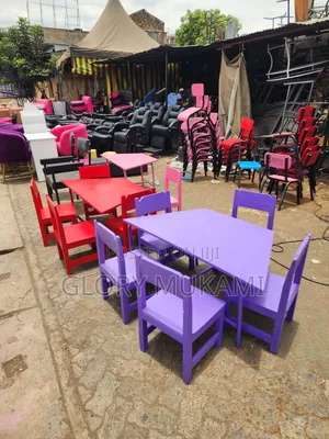 5set Purple Kindergarten Chairs And Table