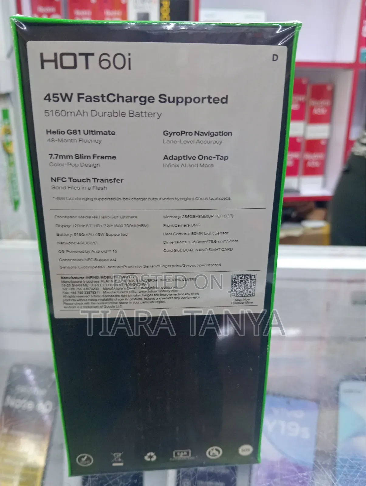 New Infinix Hot 60i 256 GB Black