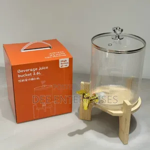 3.6l Ribbed Juice Dispenser With Bamboo Stand