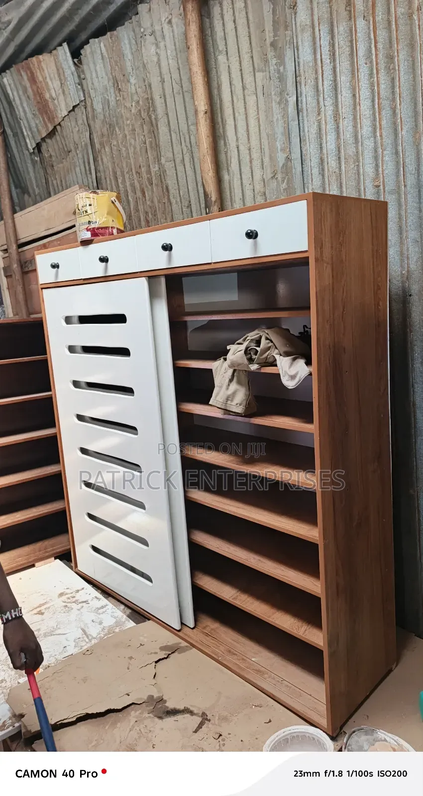 Modern Wooden Shoe Rack 5 By 5 Fitt With Storage Drawers