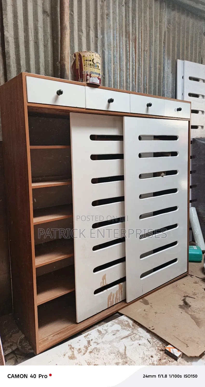 Modern Wooden Shoe Rack 5 By 5 Fitt With Storage Drawers