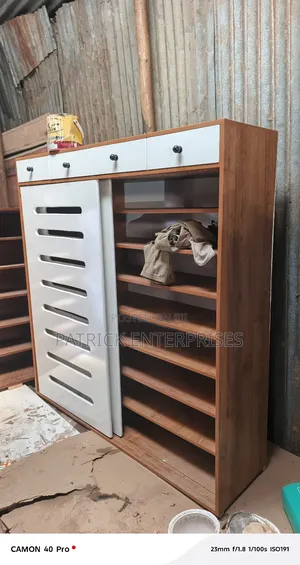 Modern Wooden Shoe Rack 5 By 5 Fitt With Storage Drawers